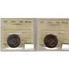 Image 1 : 1942 & 1947 25¢ ICCS MS64.  A nicely toned coin.