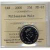 Image 1 : 2000 25¢ ICCS MS63, Millenium Mule