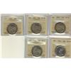 Image 1 : Lot of 5 50¢ coins all ICCS VF20.  Includes 1914, 1917,