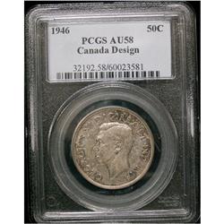 1946 Design in "6" 50¢ PCGS AU-58  Lightly toned with l