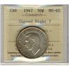 Image 1 : 1947 50¢ Curved Right 7 ICCS MS60.