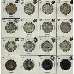 1951 to 1967 50¢.  Lot of 16 silver 50¢ includes 1951(2