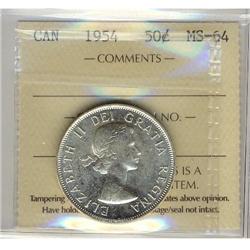 1954 50¢ ICCS MS64.