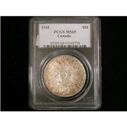 1935 $1 PCGS MS65, a wonderful Gem first issue silver d