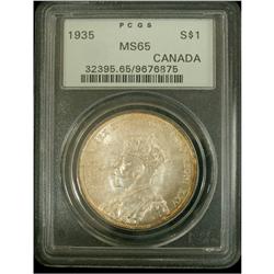 1935 $1 PCGS MS65, a wonderful Gem first issue silver d