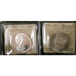 1935 and 1967 $1 both ICCS graded MS-64