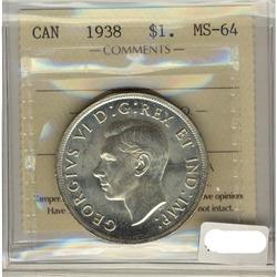 1938 $1 ICCS MS64.  A nice blast white example.