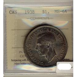 1938 $1 ICCS MS64.  A nicely toned example.