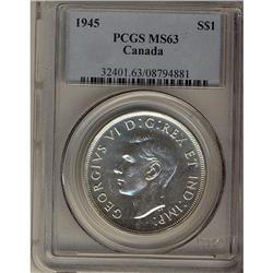 1945 $1 PCGS MS-63, brilliant with full luster. Key dat