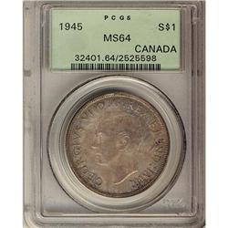 1945 $1 PCGS MS-64 Superbly toned with full underlying