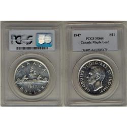 1947 ML "Double HP" $1 PCGS MS-64 Brilliant with full u