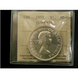 1955 $1 ICCS MS64, fully white and lustrous