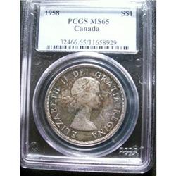 1958  $1  PCGS MS65.  Superb toning over full underlyin