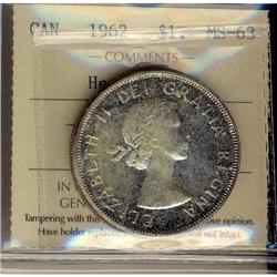 1962 $1 Hvy Cameo ICCS MS63,