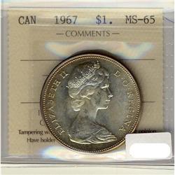 1967 $1 ICCS MS65.  Full lustrous example with tone on