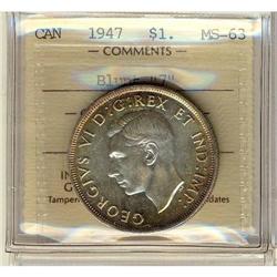 1947 $1 Blt 7 ICCS MS63,