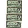 Image 1 : BC-29b 1954 $1 DF. Lot of 4 notes AU to UNC.