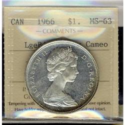 1966 $1 LgeBds Heavy Cameo ICCS MS63.