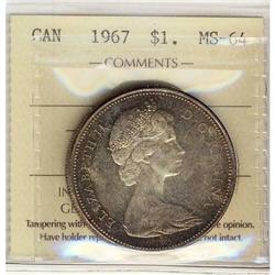 1967 $1 ICCS MS64.  Nicely toned.