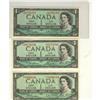 Image 1 : 1954 $1 replacement issues. Lot of 3 notes includ