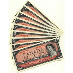 BC-38bA 1954 $2.  Lot of 9 notes including some c