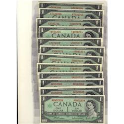 BC-45b and BC-45b-i 1967 $1.  Lot of 12 notes all