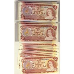 BC-47b 1974 $2.  Lot of 55 notes includes various