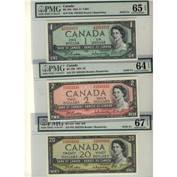 BC-37b $1 Gem UNC65, BC-38b $2 CH UNC64 and BC-41