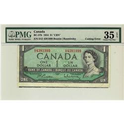 BC-37b 1954 $1 Cutting ERROR PMG VF35. # #DZ43819