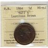 Image 1 : N.B. 1864 1¢ Tall 6 ICCS MS62. Lustrous Brown.