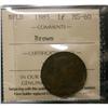 Image 1 : Nfld 1885 1¢ ICCS MS-60, nice chocolate brown exa