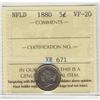 Image 1 : Nfld 1880 5¢ ICCS VF20,