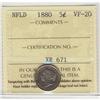 Image 1 : Nfld 1880 5¢ ICCS VF20,