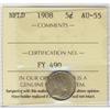 Image 1 : Nfld 1908 5¢ ICCS AU55.