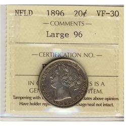 Nfld 1896 20¢ Large 96 ICCS VF30.