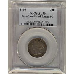 Nfld 1896 "Large 96" 20¢ PCGS AU50, nicely toned.