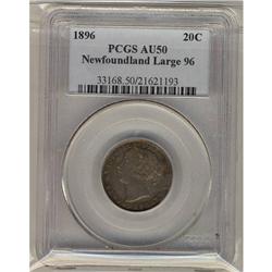 Nfld 1896 "Large 96" 20¢ PCGS AU50, nicely toned.