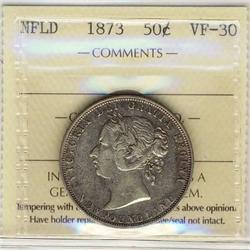 Nfld 1873 50¢ ICCS VF30.