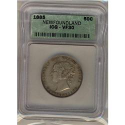 Nfld 1885 50¢ ICG VF30, lightly toned.