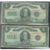 Image 1 : Lot of two notes.  1923  $1  Purple seal  McCavou