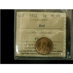 1932 1¢ ICCS MS65 Red, A gem example with excepti