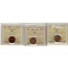 Image 1 : Lot of 3 ICCS graded MS-65 RED Small cents; 1938,
