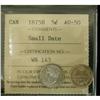 Image 1 : 1875H 5¢ Sml date ICCS AU50, super key date examp