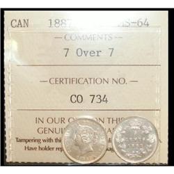 1887 over 7 5¢ ICCS MS64PQ. Wow! Wow! An amazing 