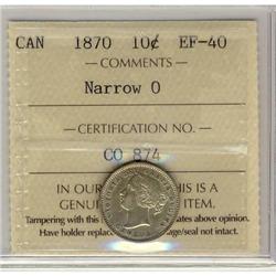 1870 10¢ Nar 0 ICCS EF40.