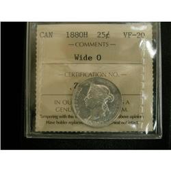 1880H 25¢ Wide 0 ICCS VF20, Popular variety