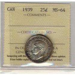 1939 25¢ ICCS MS-64