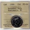 Image 1 : 1999 25¢ ICCS MS64 November Mule, Numismatic BU