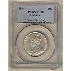 1914 50¢ PCGS AU-50. Soft strike with nice lustre