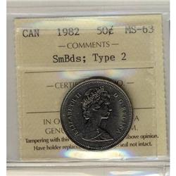 1982 50¢ SmBds Type 2 ICCS MS63